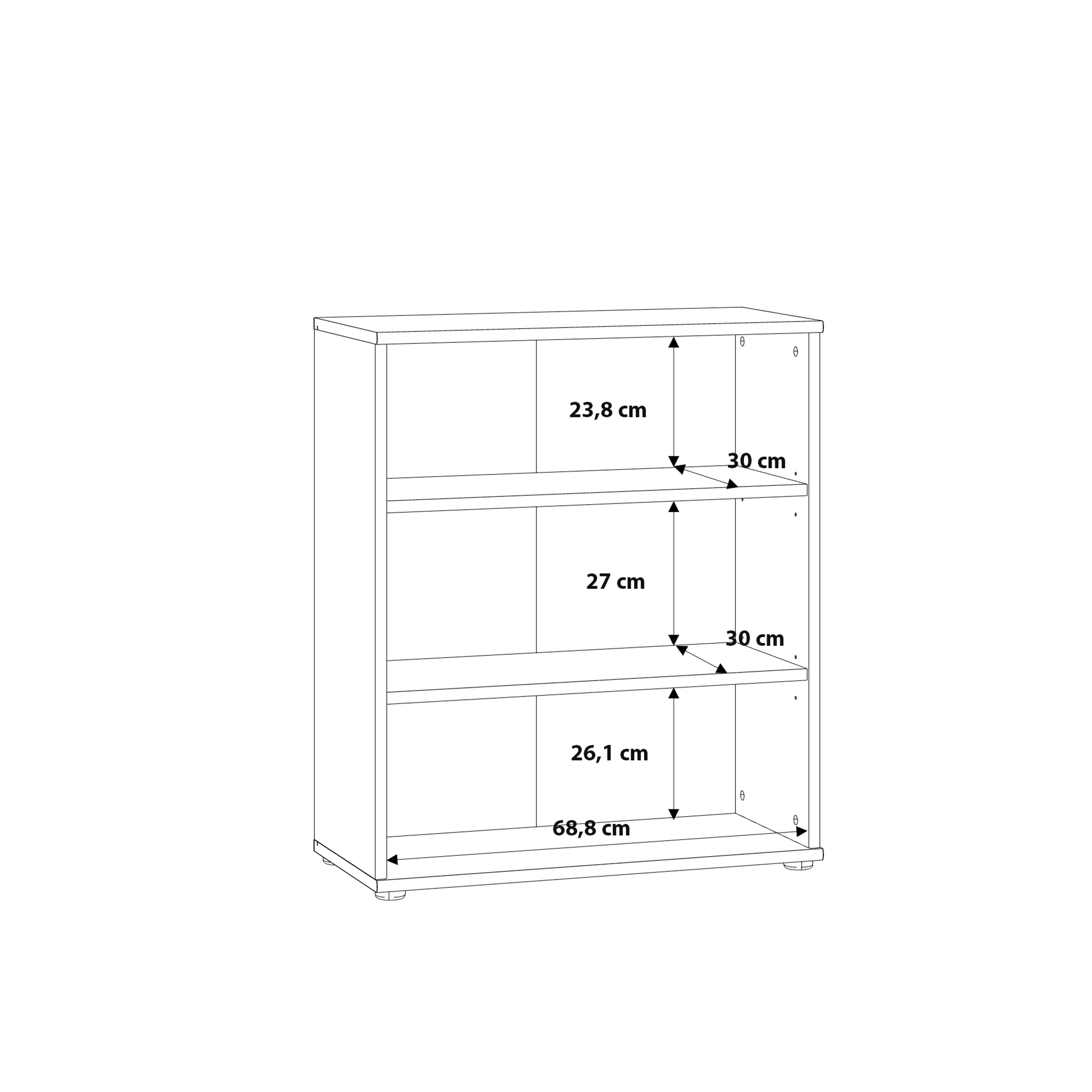Essential Low Wide 2 Shelf Bookcase in Vintage Oak