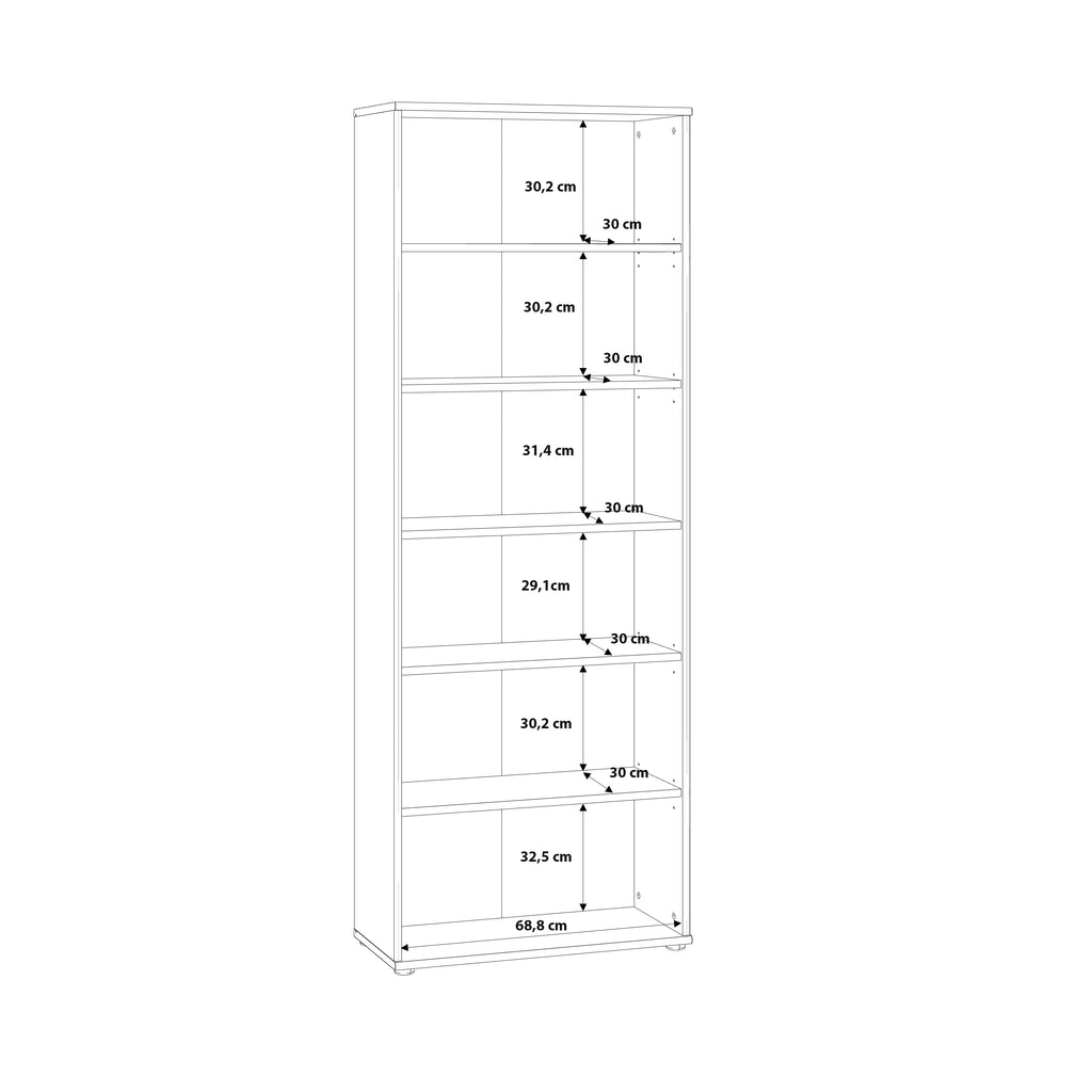 Essential Wide 5 Shelf Bookcase in Vintage Oak