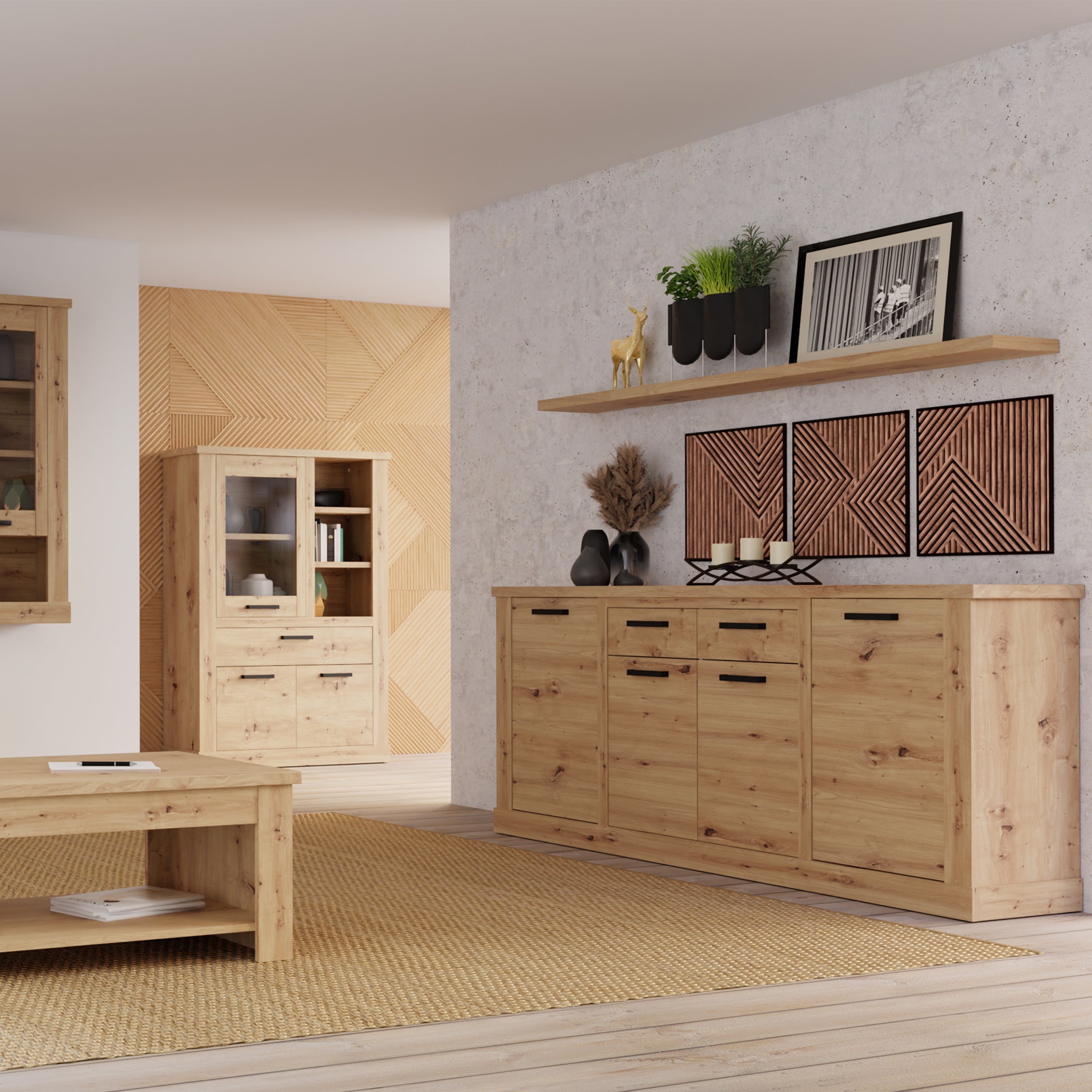 Corona 200cm Wall Shelf in Artisan Oak