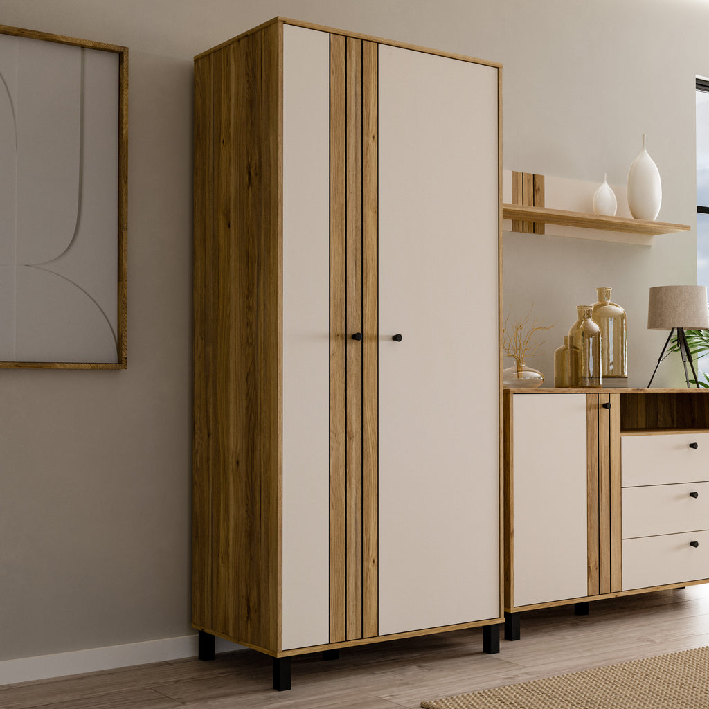 Grafton 2 Door Wardrobe In Cream and Oak