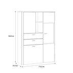 Klara Display Cabinet with 2 Door 2 Drawers and 1 Glass Door in Grey and Oak inc LED Lighting