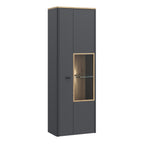 Klara Display Cabinet with 1 Door  and 1 Glass Door in Grey and Oak inc LED Lighting