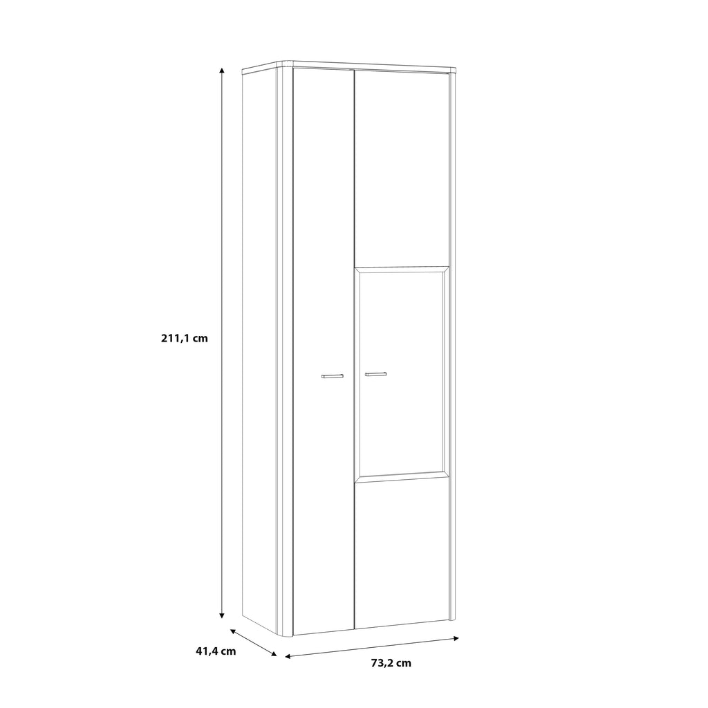 Klara Display Cabinet with 1 Door  and 1 Glass Door in Grey and Oak inc LED Lighting