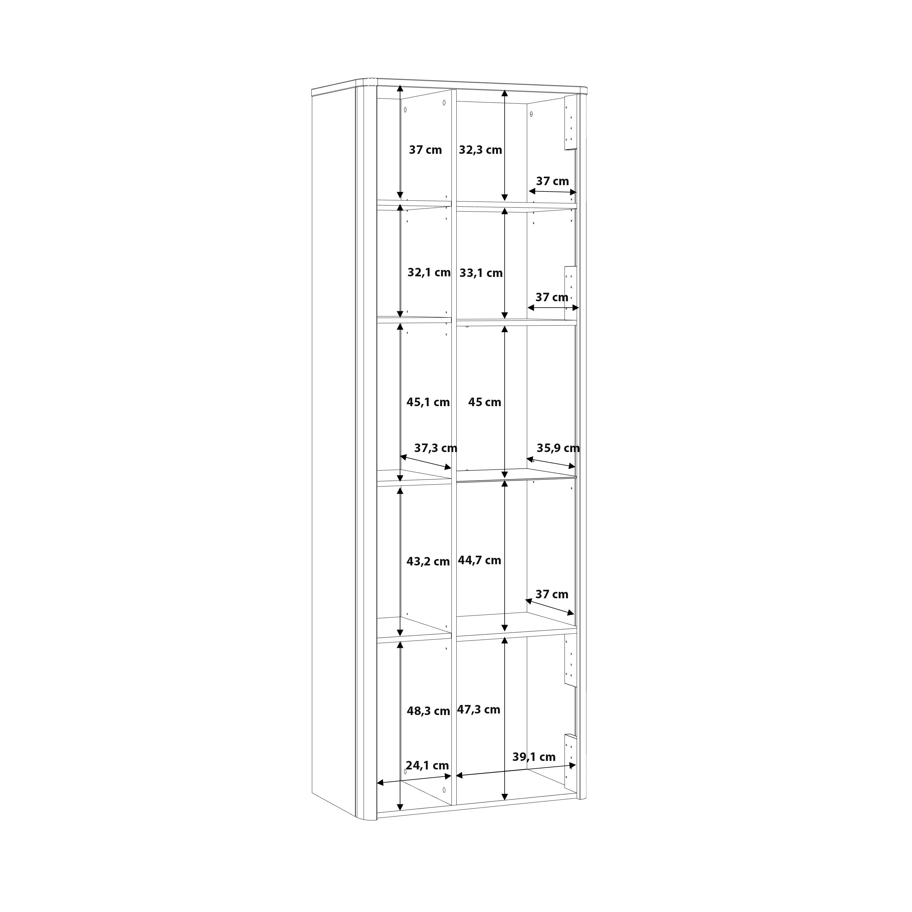 Klara Display Cabinet with 1 Door  and 1 Glass Door in Grey and Oak inc LED Lighting