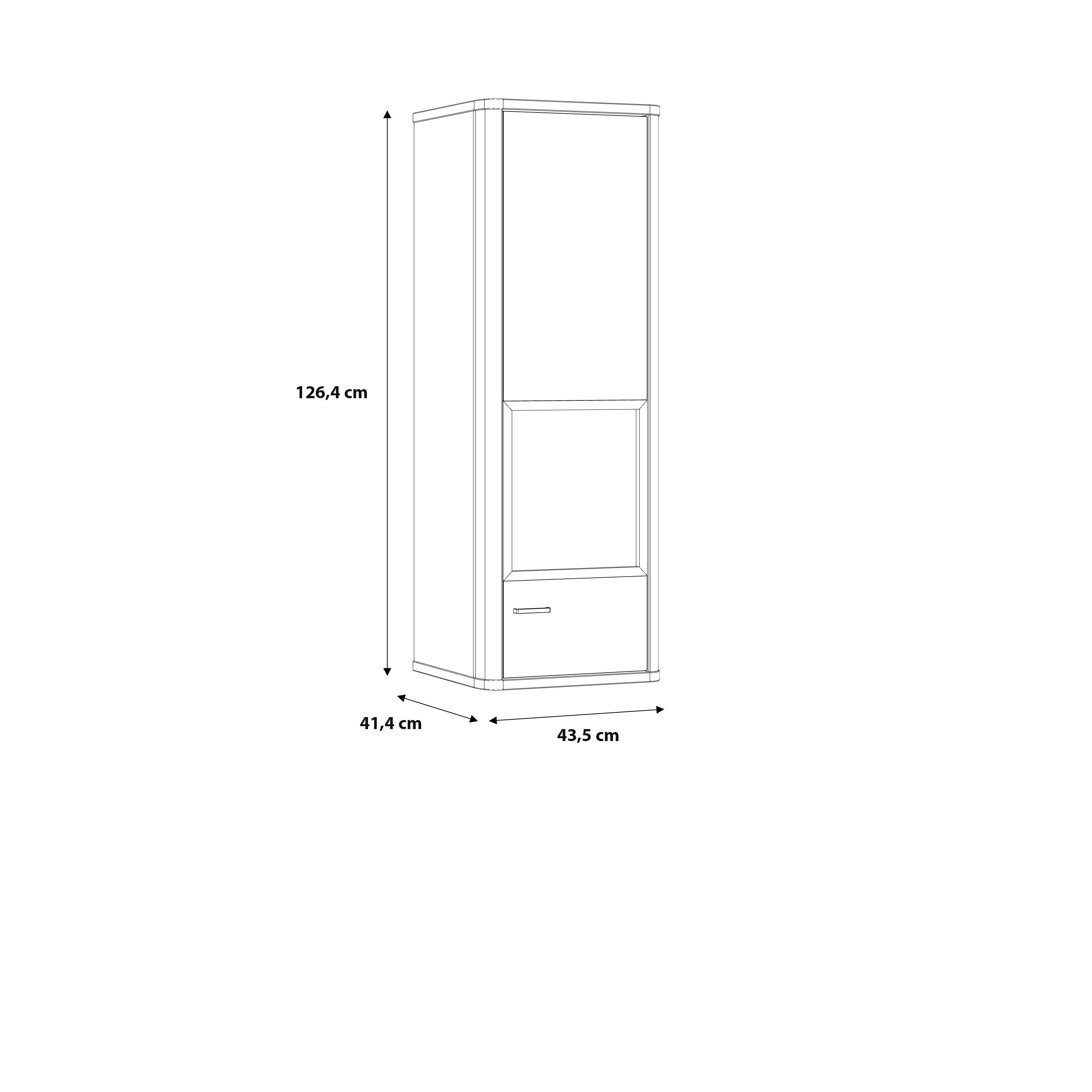 Klara Display Cabinet with 1 Glass Door in Grey and Oak inc LED Lighting