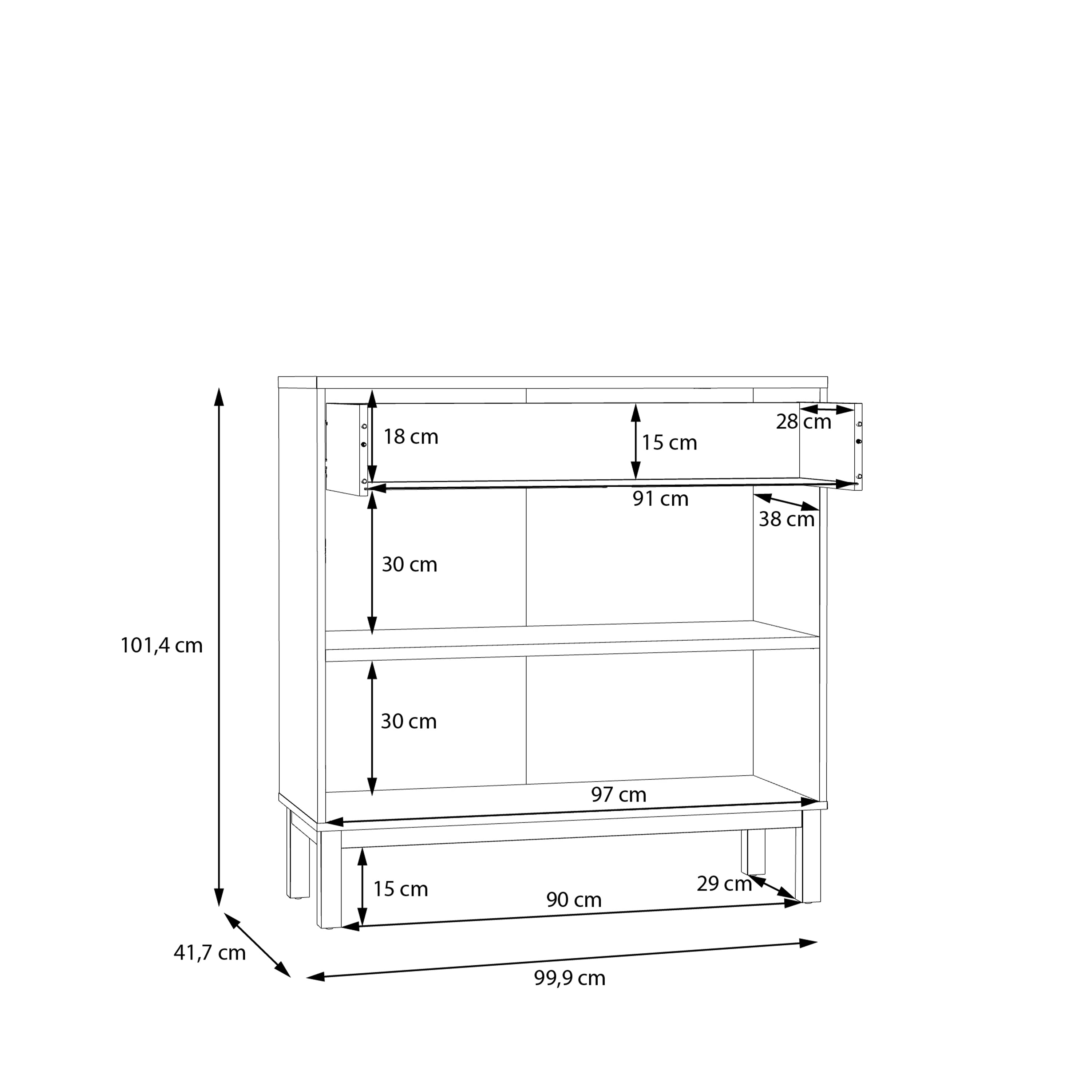 Wensley 2 Door 1 Drawer Console in Light Grey and Oak