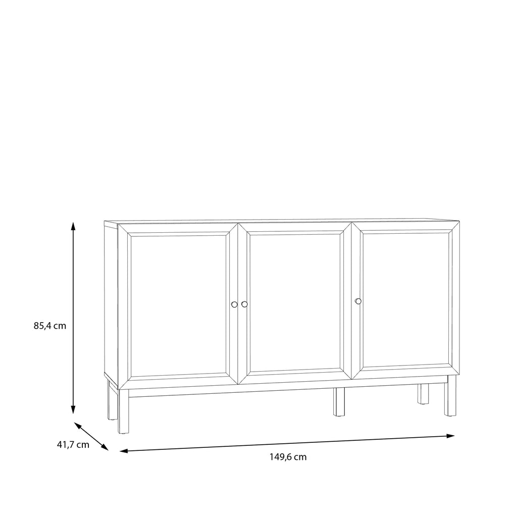 Wensley 3 Door 1 Drawer Sideboard in Light Grey and Oak