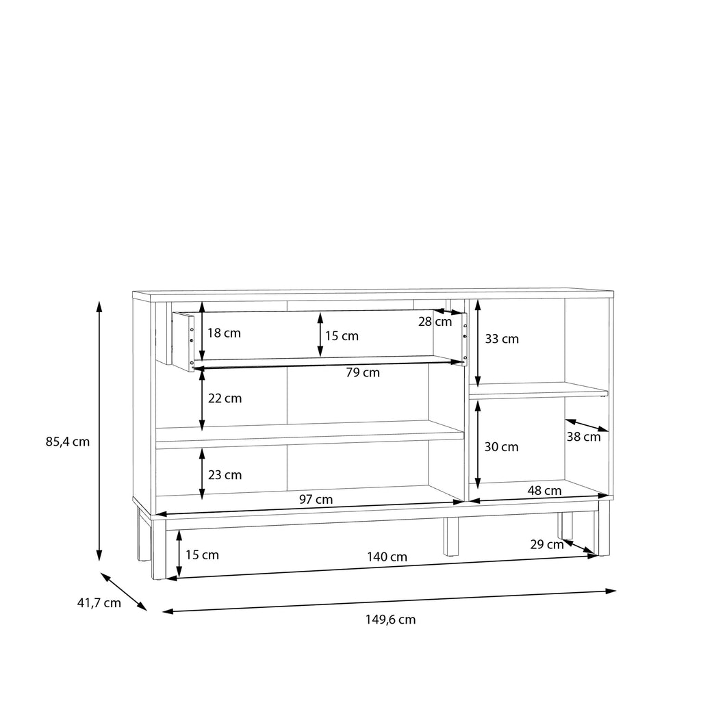 Wensley 3 Door 1 Drawer Sideboard in Light Grey and Oak