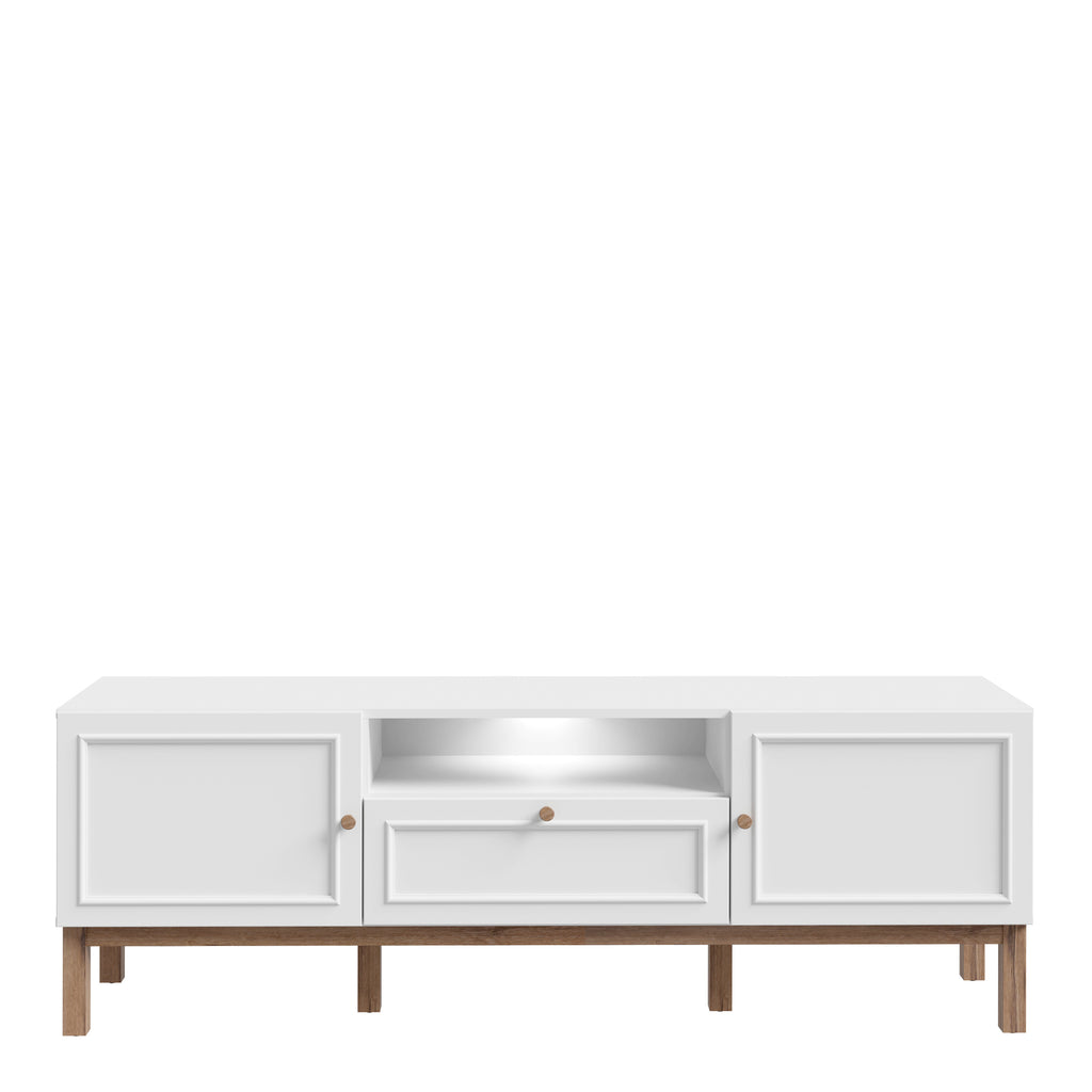 Wensley 2 Door 1 Drawer TV Unit in Light Grey and Oak inc LED Lighting