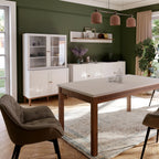 Wensley Display Cabinet with 2 Doors and 2 Glass Doors in Light Grey and Oak inc LED Lighting