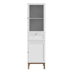 Wensley Display Cabinet with 1 Door 1 Drawer and  1 Glass Door in Light Grey and Oak