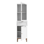 Wensley Display Cabinet with 1 Door 1 Drawer and  1 Glass Door in Light Grey and Oak