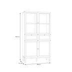 Wensley Display Cabinet with 2 Doors 2 Drawers and 2 Glass Doors in Light Grey and Oak inc LED Lighting