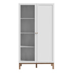 Wensley Display Cabinet with 1 Door and  1 Glass Door in Light Grey and Oak