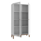Wensley Display Cabinet with 1 Door and  1 Glass Door in Light Grey and Oak