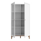 Wensley Display Cabinet with 1 Door and  1 Glass Door in Light Grey and Oak