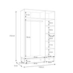 Wensley 3 Door Wardrobe in Light Grey and Oak