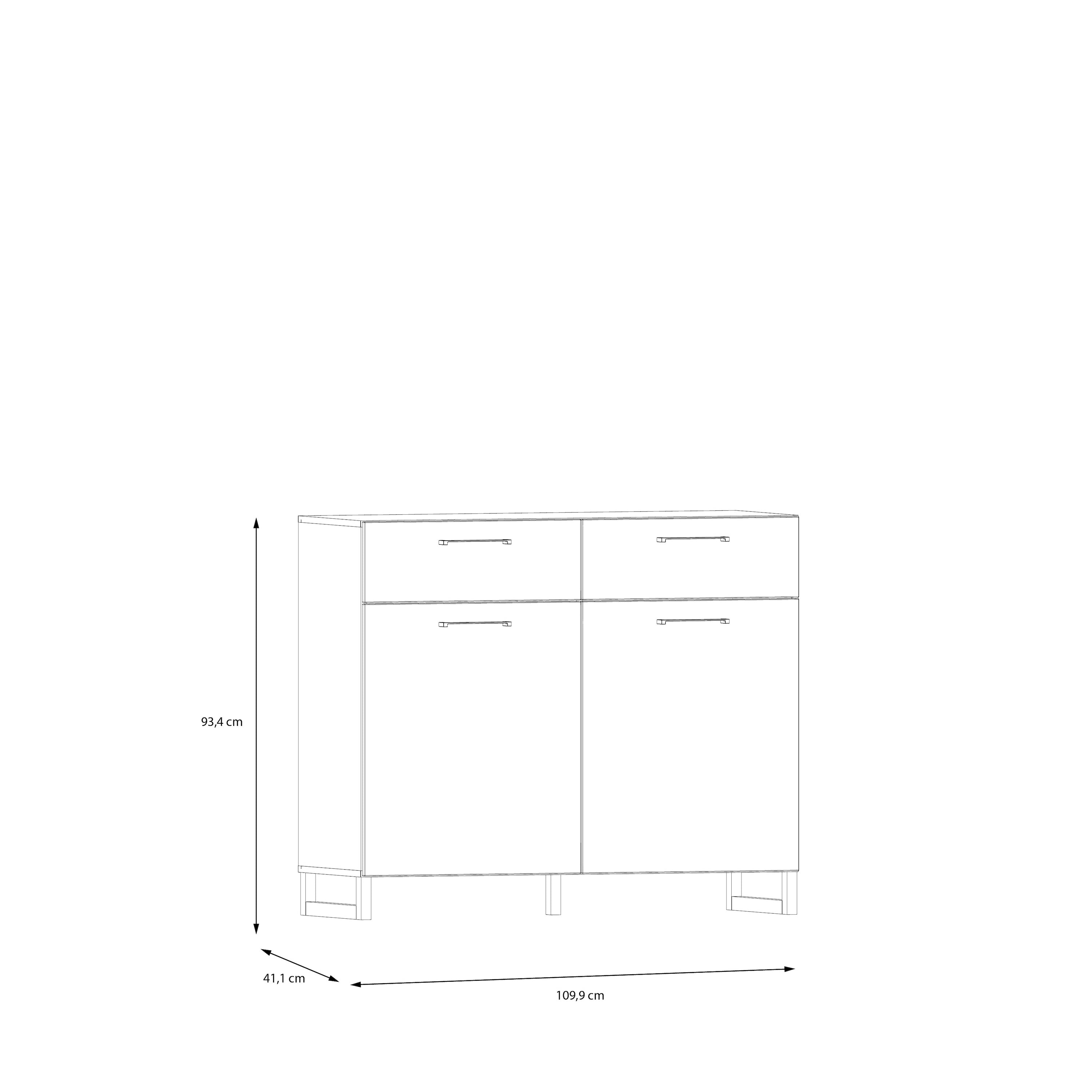 Sali 2 Door  2 Drawer Chest in Sage Green