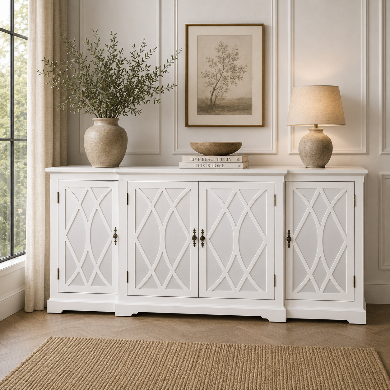 Breakfont White Mirror Front Sideboard