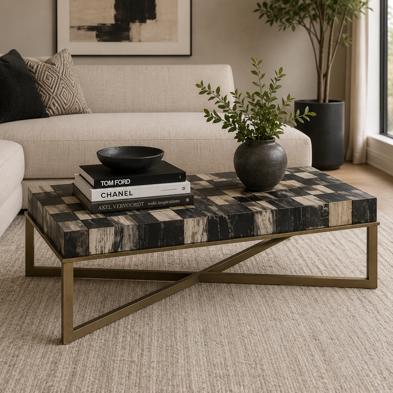 Relic Coffee Table With Brass Finish