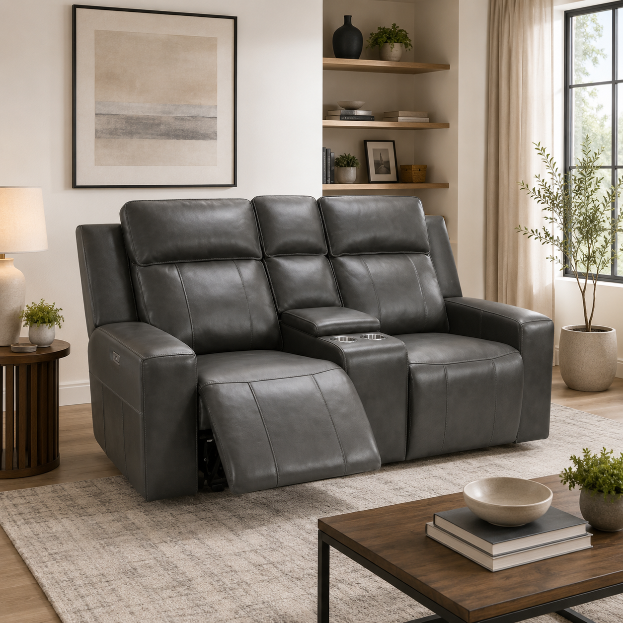 Barcelona Electric Recliner Sofa Grey 2 Seater