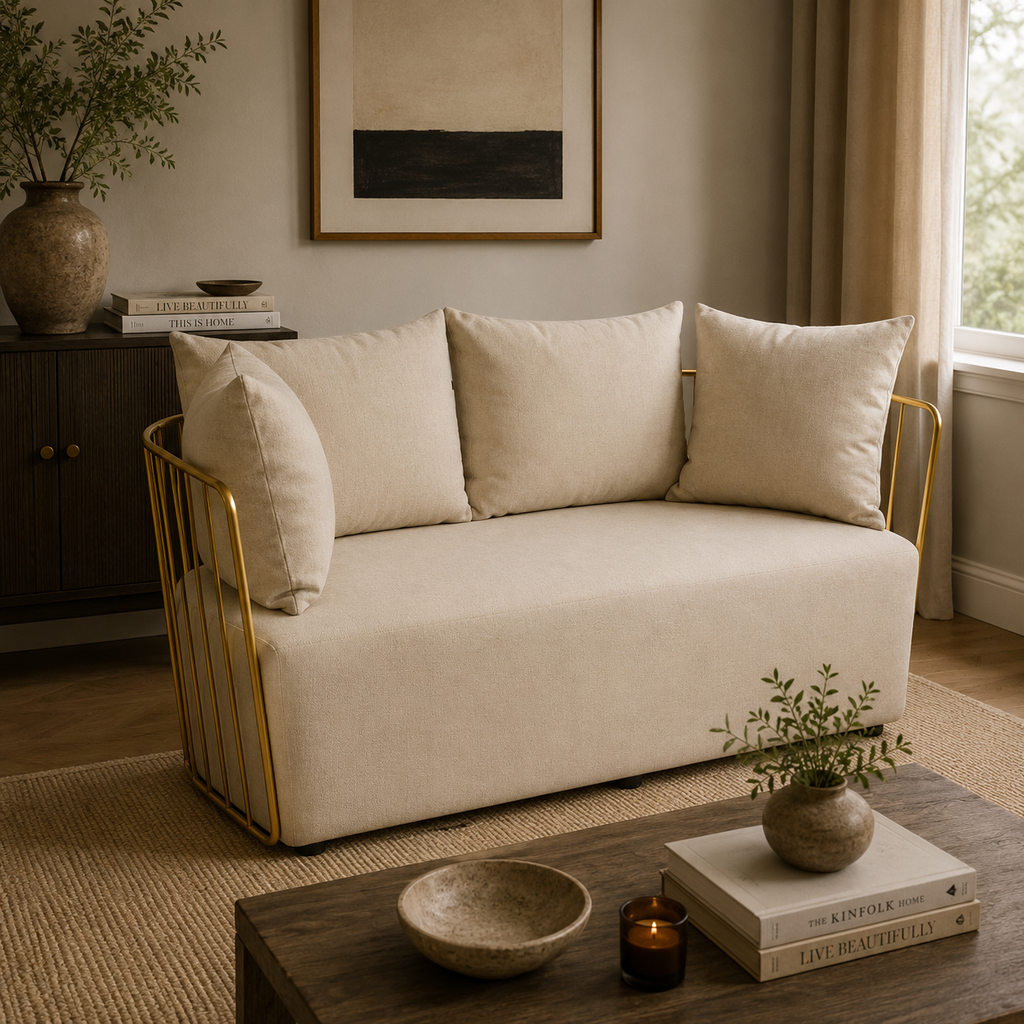 Azalea Two Seat Natural Fabric Sofa