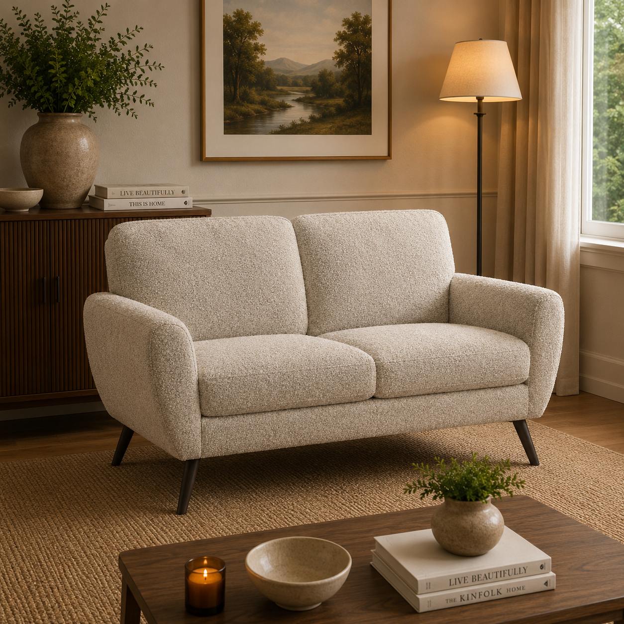 Model 45 - 2 Seater Sofa Boucle Linen
