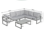 Dune Range RHF Corner Set Charcoal Aluminium Frame With Grey Cushions