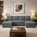 Como U Shape Sofabed With Ottoman Storage Charcoal Morgan | Malvern | Somerford | Calix | Euphoria | Plush Style