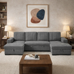 Como U Shape Sofabed With Ottoman Storage Charcoal Morgan | Malvern | Somerford | Calix | Euphoria | Plush Style