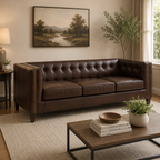 King Three Seater Tufted Back Leather Sofa