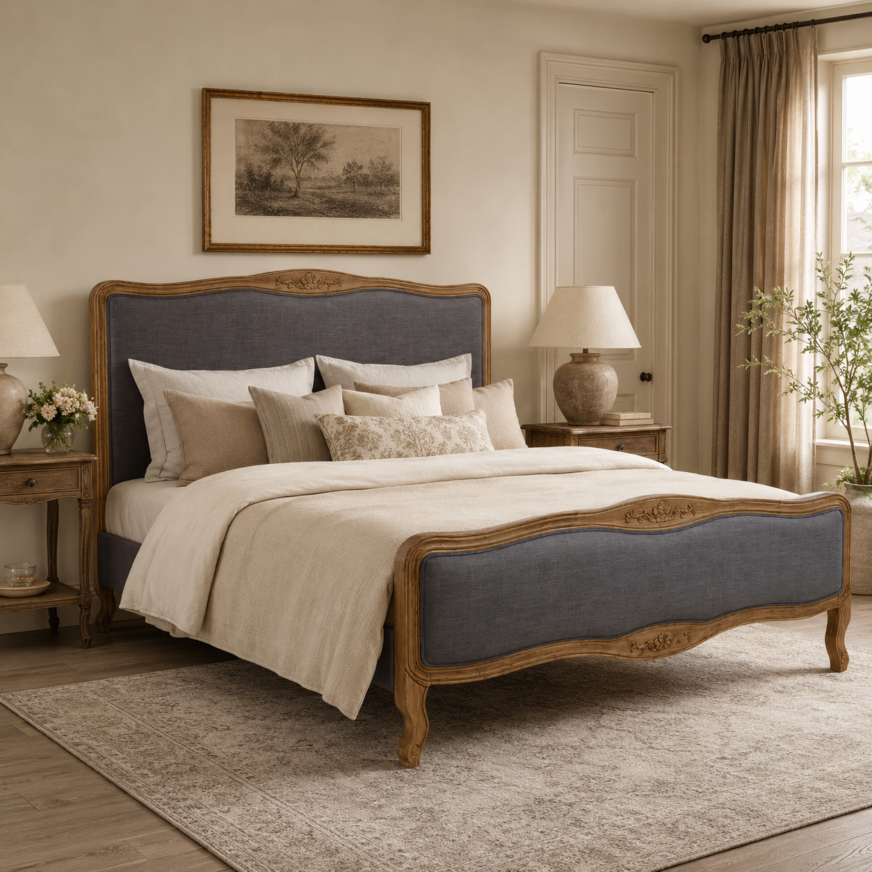 Parkside Grey Fabric Kingsize Bed