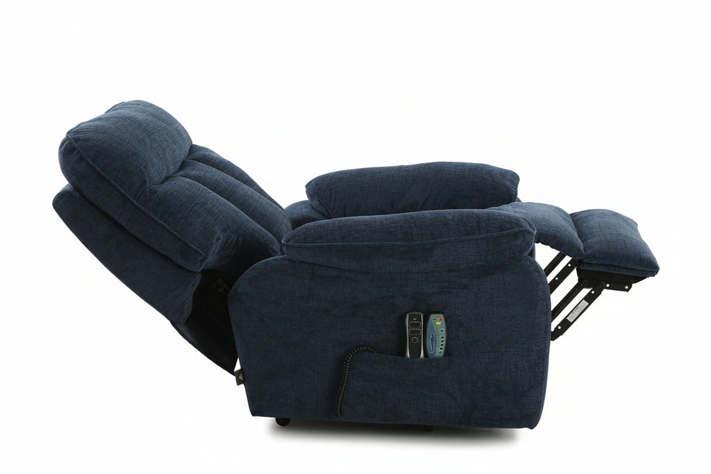 Cornwall Rise And Recline Chair With Massage And Heat Blue - Newsome | Argenta | Goodwood Style