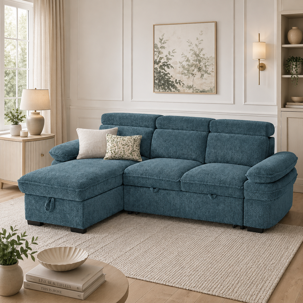Hudson Sofabed Blue Universal Corner Sofa