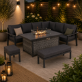 Titan Range High Back Right Hand Corner Sofa Set with Fire Pit Table