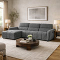 Turin Electric Recliner Sofa Charcoal Left Hand Corner