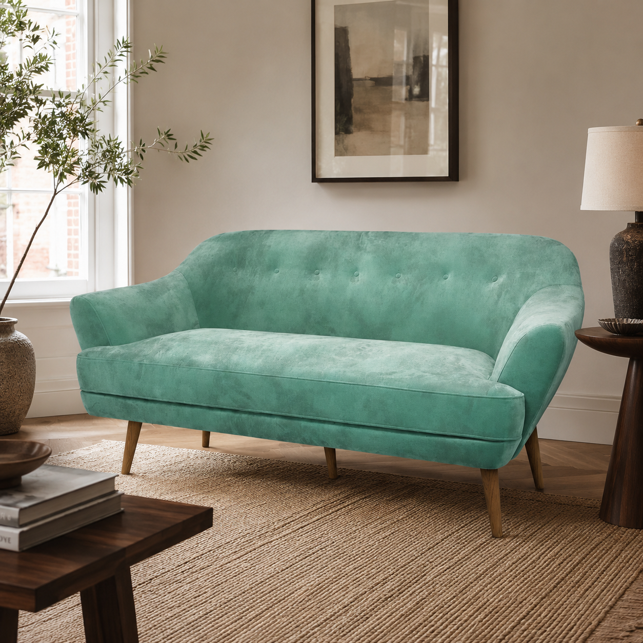 Three Seater Sofa Light Green
