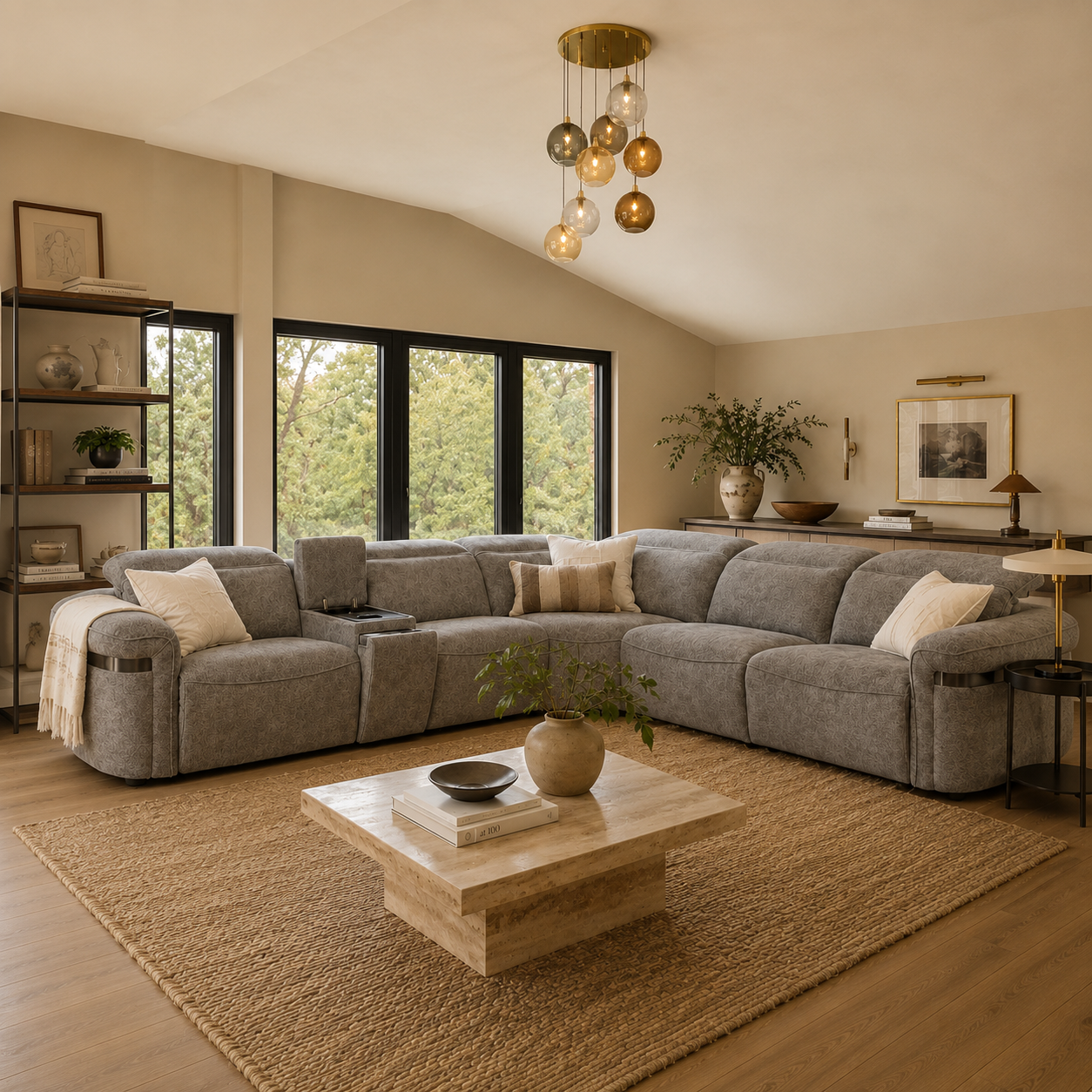 Bicester Electric Recliner Sofa Grey Large Corner