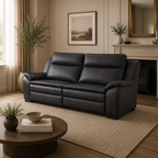 Boston Genuine Leather Electric Recliner Sofa Black 3 Seater