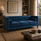 Sefira 3 Seat Navy Fabric Sofa