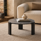 Palermo Round Black Marble Top Small Coffee Table