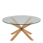 Heaven Round Coffee Table with Smoked Glass Top and Oak Legs