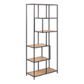 Seaford Tall Black Metal Bookcase with 5 Oak Shelves