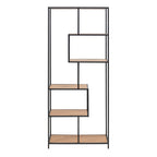 Seaford Tall Black Metal Bookcase with 5 Oak Shelves