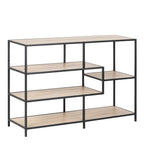 Seaford Wide Black Metal Bookcase with 4 Sonoma Oak Shelves