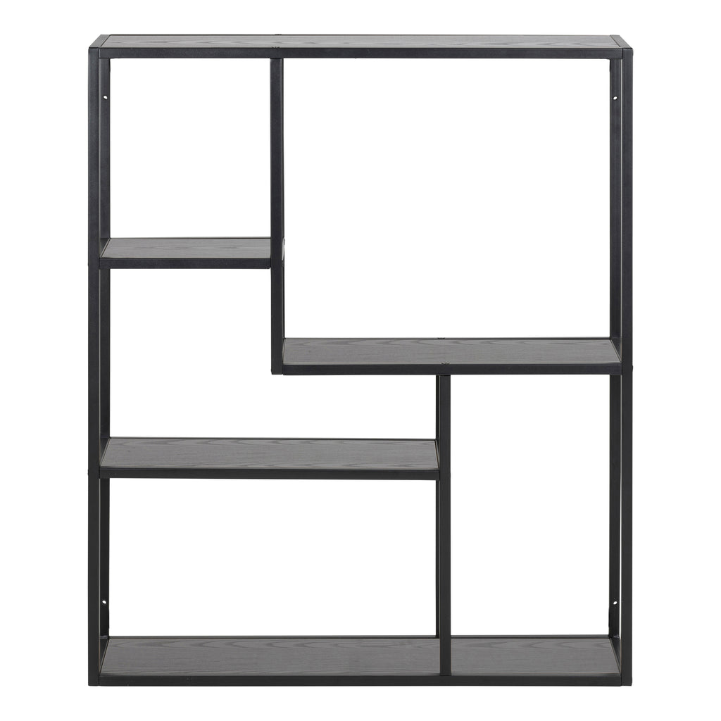 Seaford Black Metal Wall Shelf with 3 Additional Black Shelves