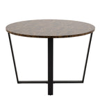 Amble Round Dining Table with Brown Marble Melamine Top & Black Legs