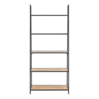 Seaford Black Metal Ladder Bookcase with 5 Oak Shelves