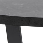 Amble Round Coffee Table with Black Marble Melamine Top & Black Legs