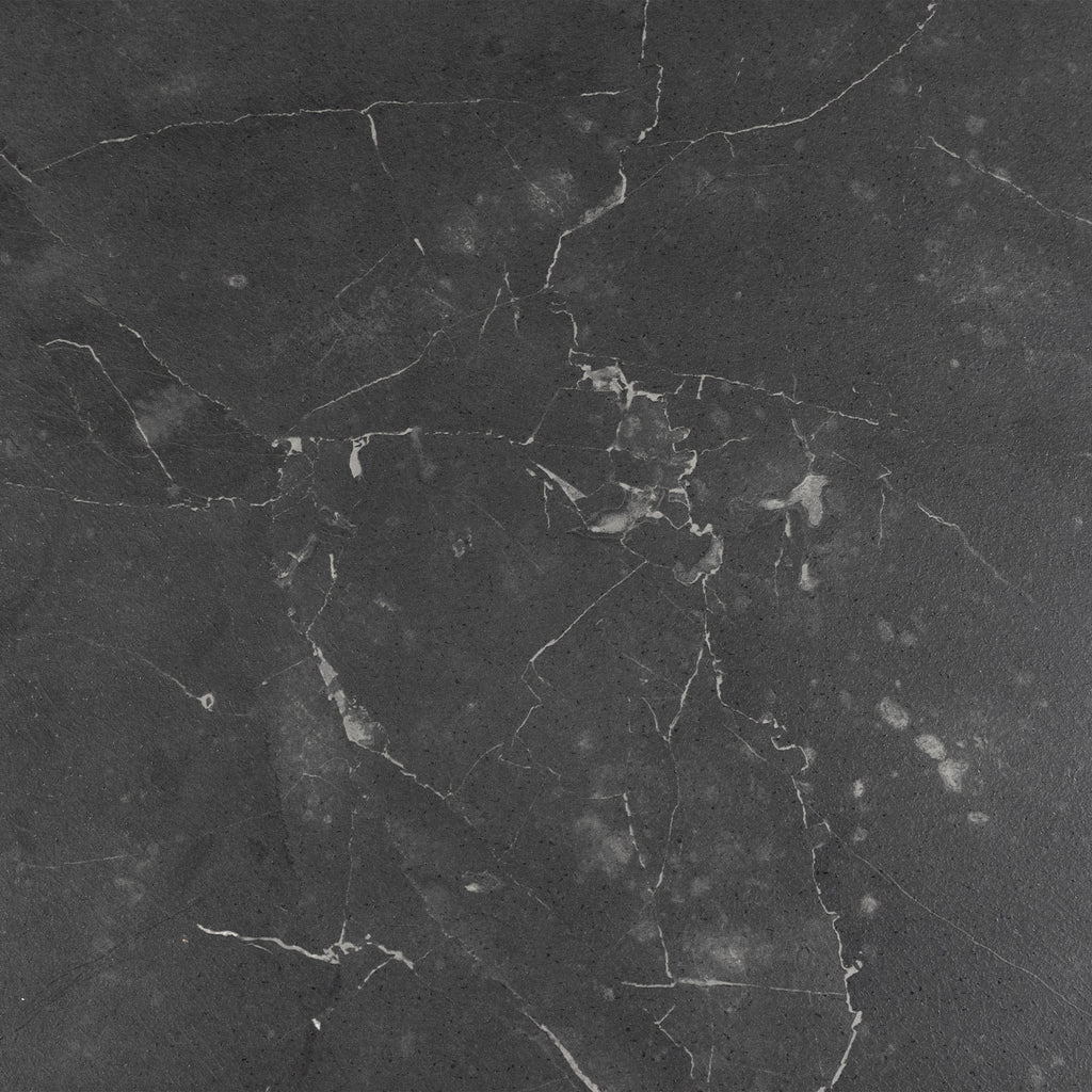 Goldington Round Coffee Table with Black Marble Melamine Top & Black Legs